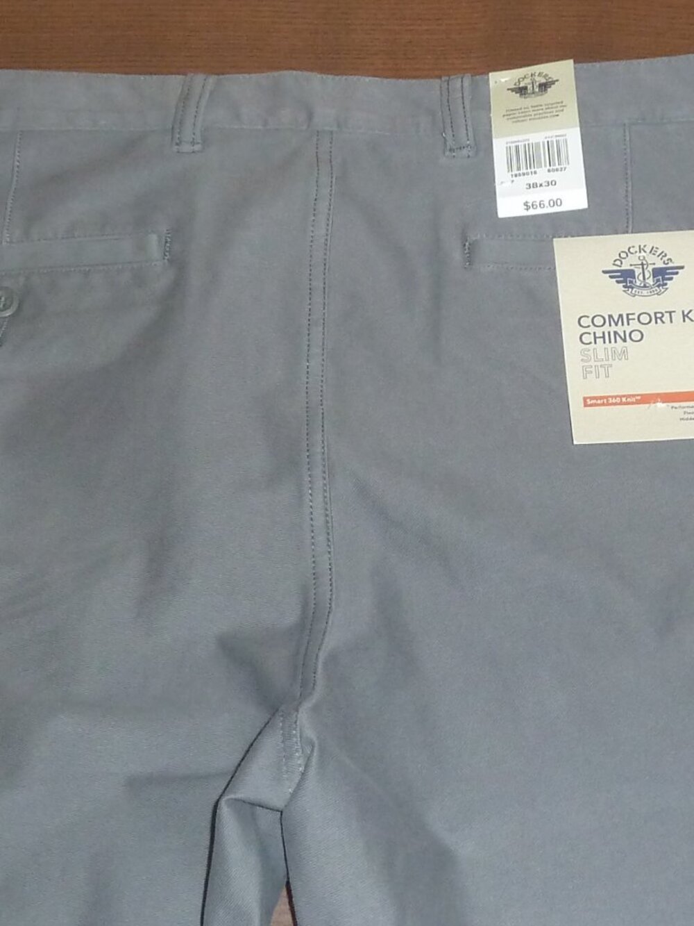 DOCKERS Men's Comfort Knit Chino Slim Fit Pants Knit Gray 38X30 New